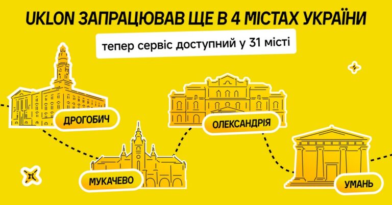 Uklon розширює присутність в Україні: запуск у 4 нових містах одночасно