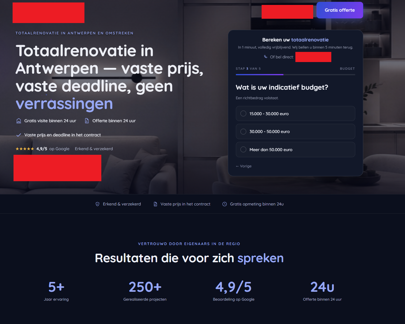 Кейс LeadPrice: DMV Renovation: 7 контрактів на ~€100 000 з €2 100 бюджету Google Ads в Антверпені,